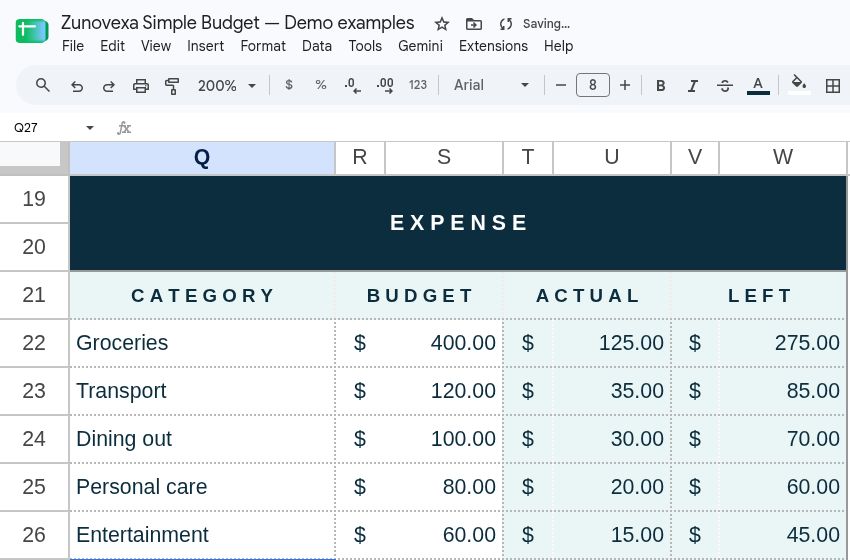 Budget tracker on a computer