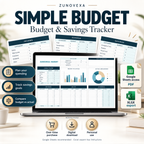Simple Budget product overview — illustrative mockup, included Google Sheets access PDF and XLSX export